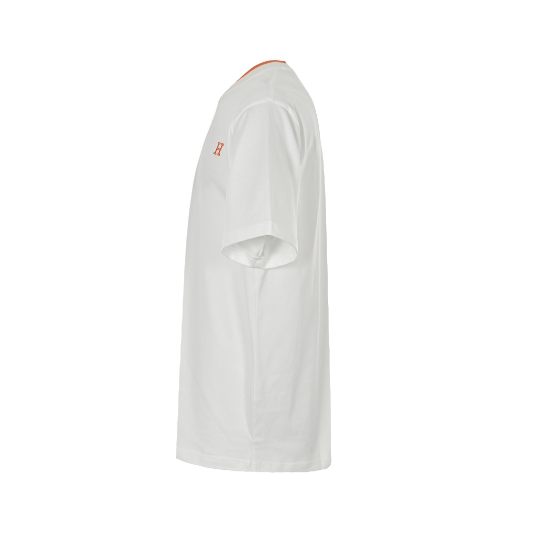 HERMES/爱马仕 经典刺绣橙标短袖 白色