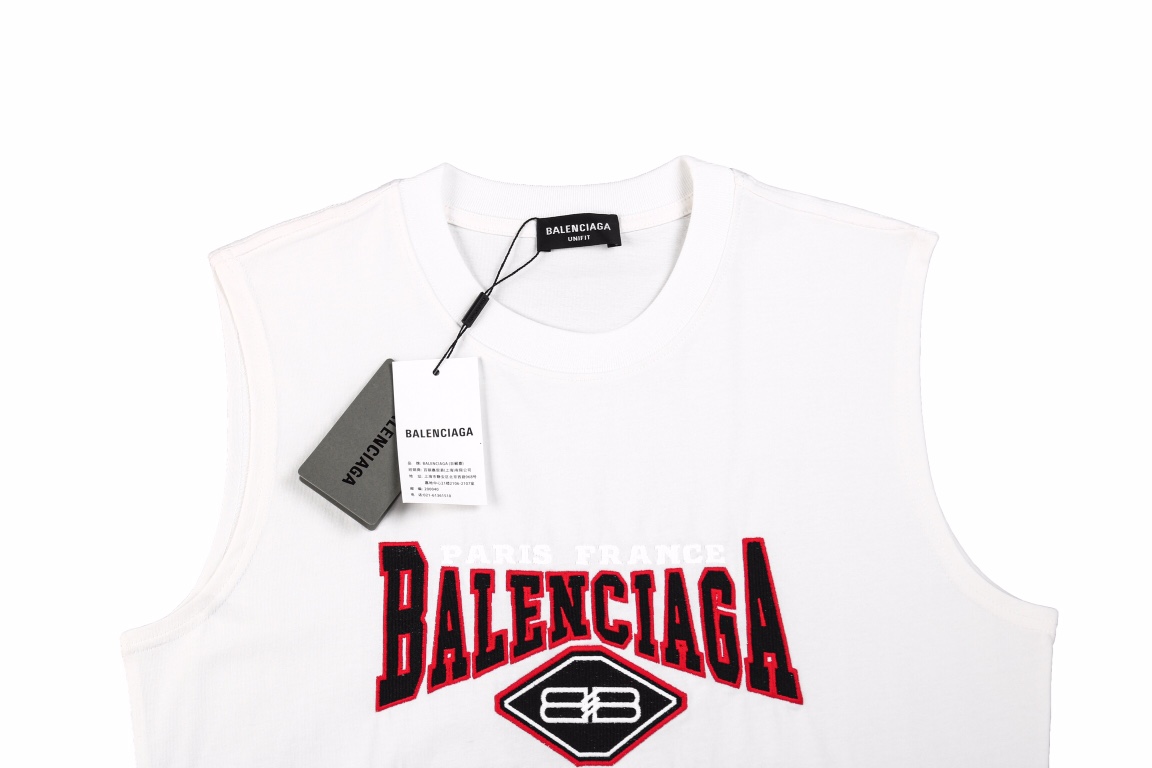 BALENCIAGA巴黎世家 bb英文字母logo 无袖背心男女同款宽松上衣