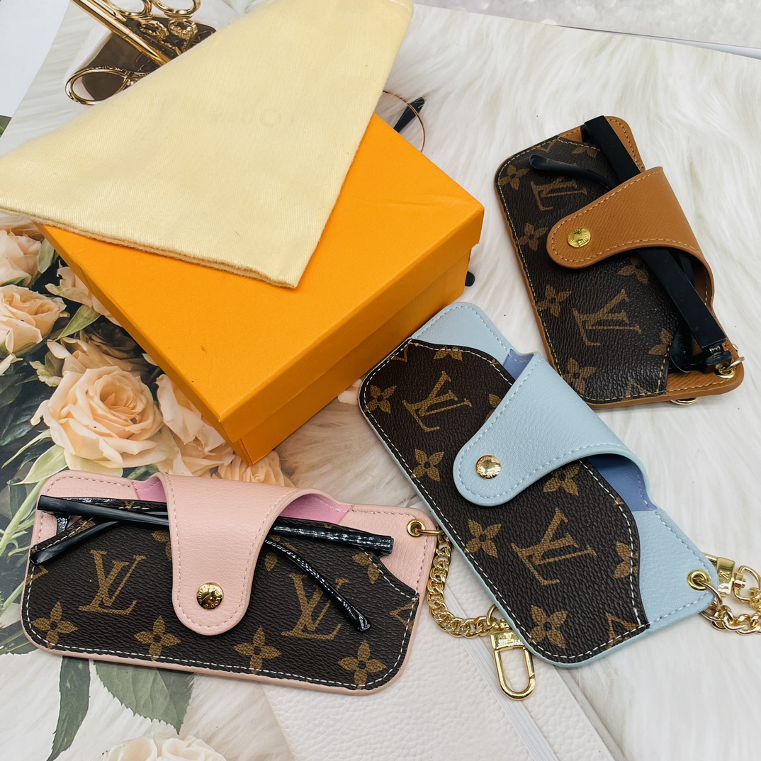 Leather glasses case, front view
