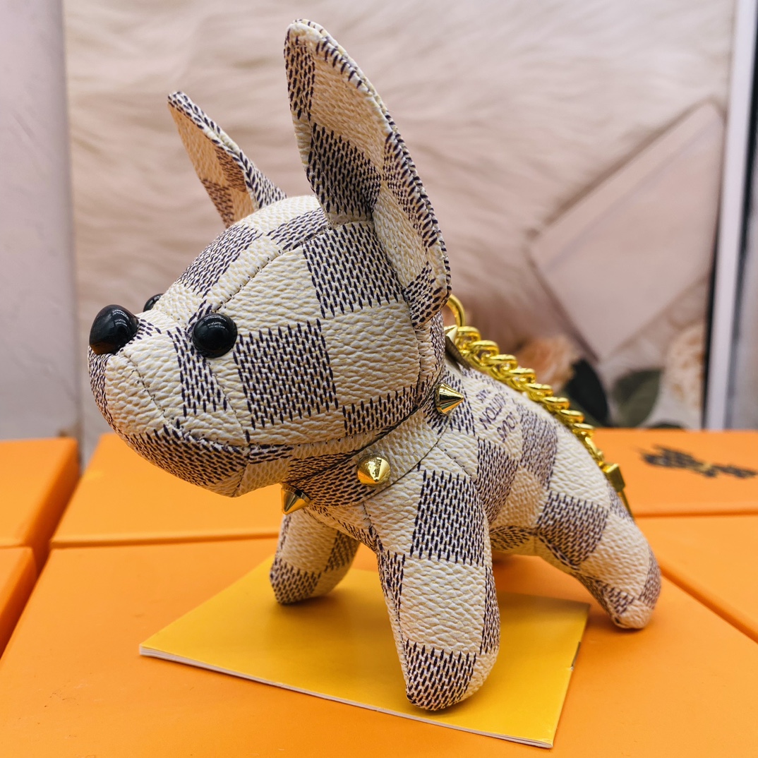 French bulldog keychain front view in blue