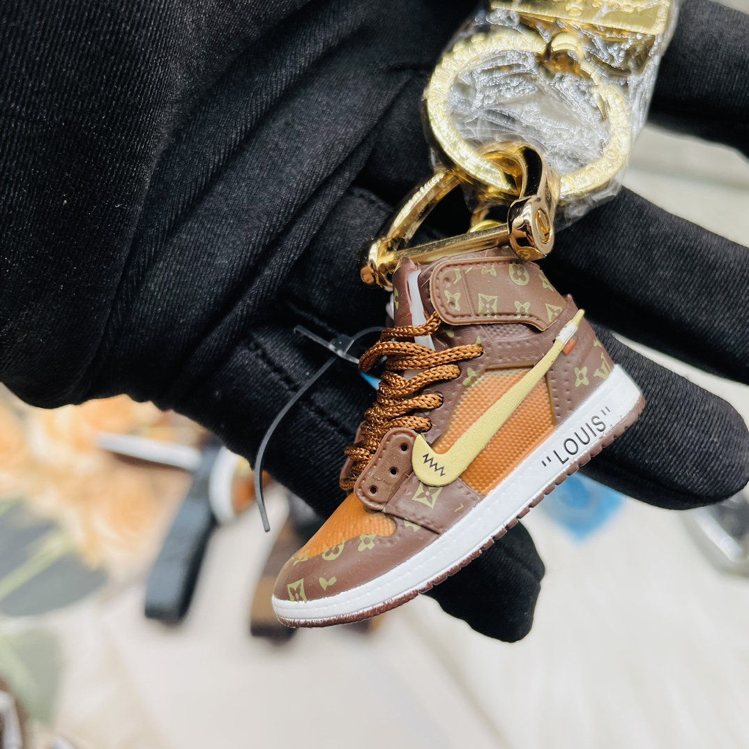 Multiple leather sneaker keychain angles