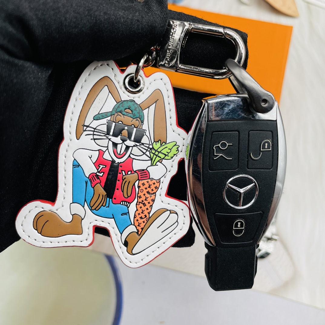 Close-up detail of the rabbit keychain
