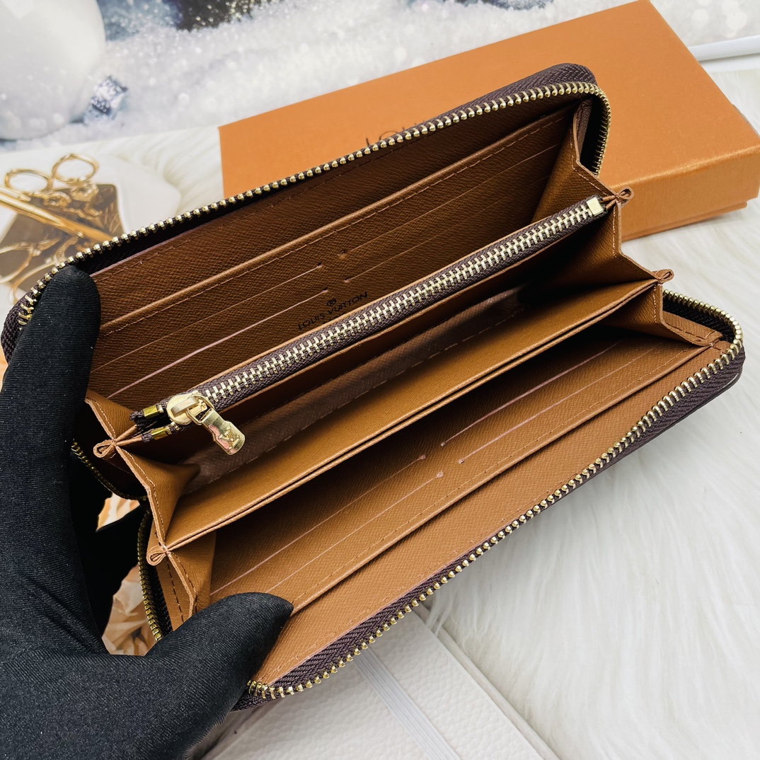 Leather long wallet stylish detail shot