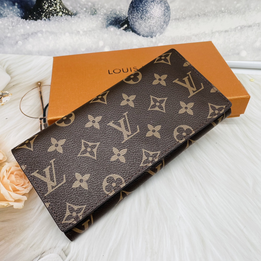 Leather Long Wallet - Open Interior showing card slots and compartments Leather long wallet open interior showcasing card slots and compartments