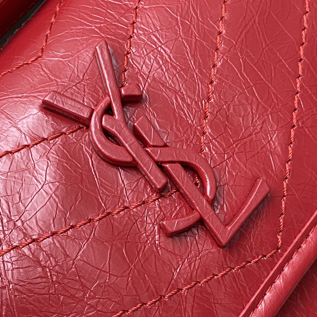 Saint Laurent 22cm油腊红皮/古银 NIKI～22cm 爆裂纹 超多明星 同款