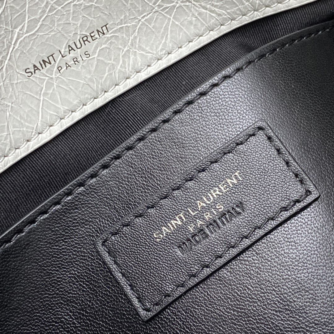 Saint Laurent 22cm油腊纯白/古银 NIKI～22cm 爆裂纹 超多明星 同款