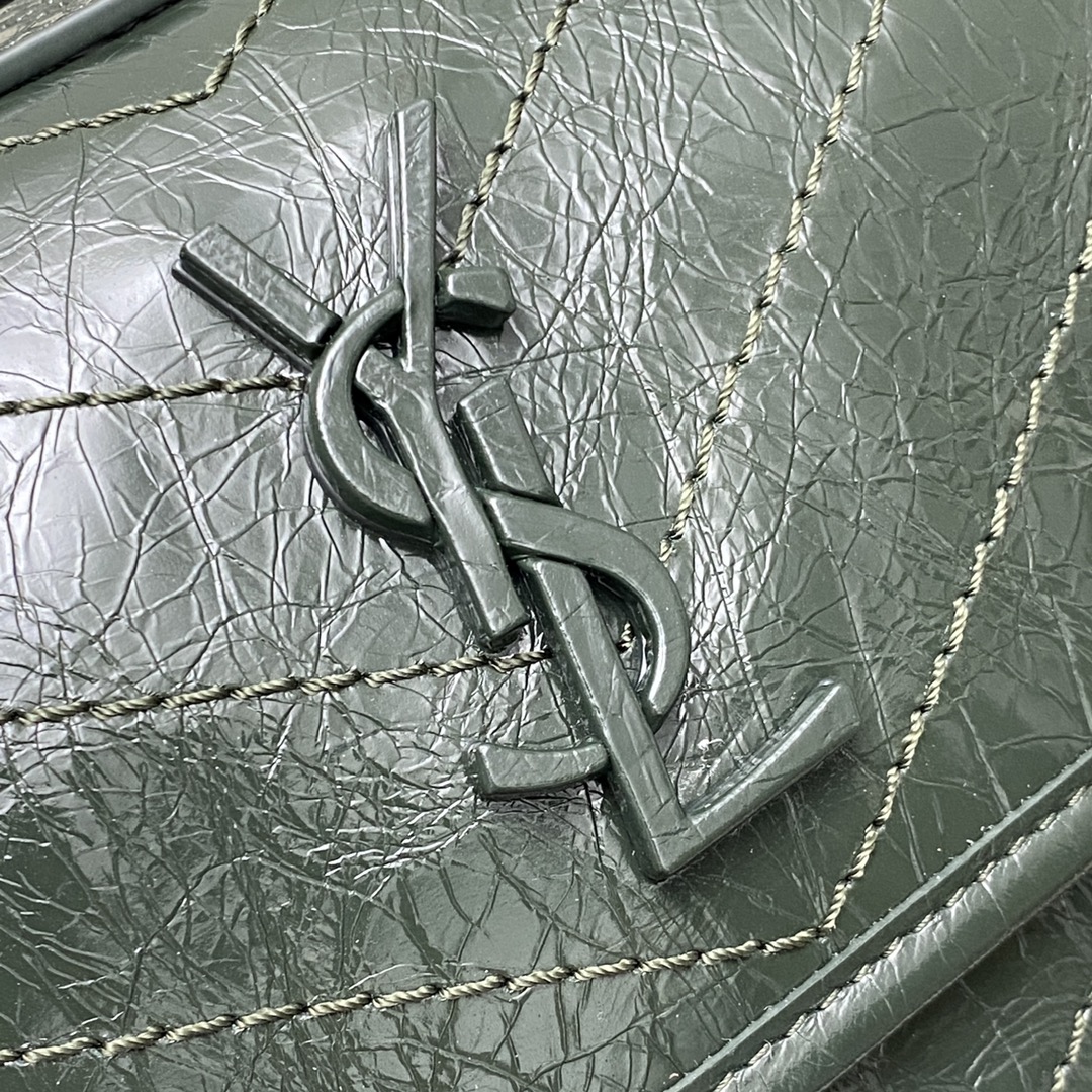 Saint Laurent 22cm油腊祖母绿/古银 NIKI～22cm 爆裂纹 超多明星 同款