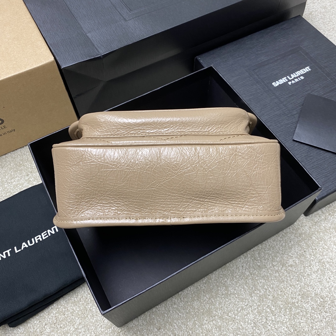 Saint Laurent 22cm油腊杏色/古银 NIKI～22cm 爆裂纹 超多明星 同款