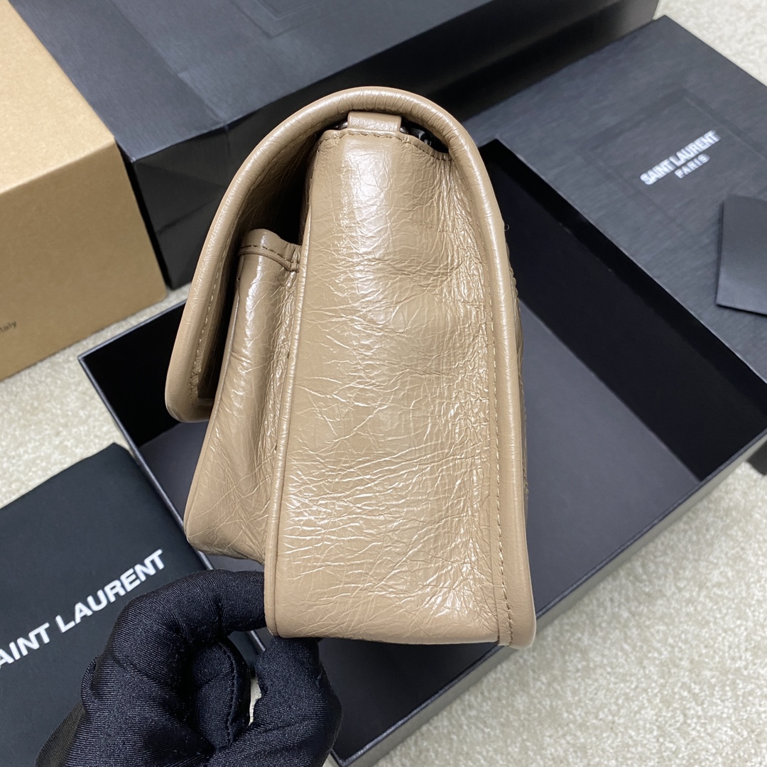 Saint Laurent 22cm油腊杏色/古银 NIKI～22cm 爆裂纹 超多明星 同款