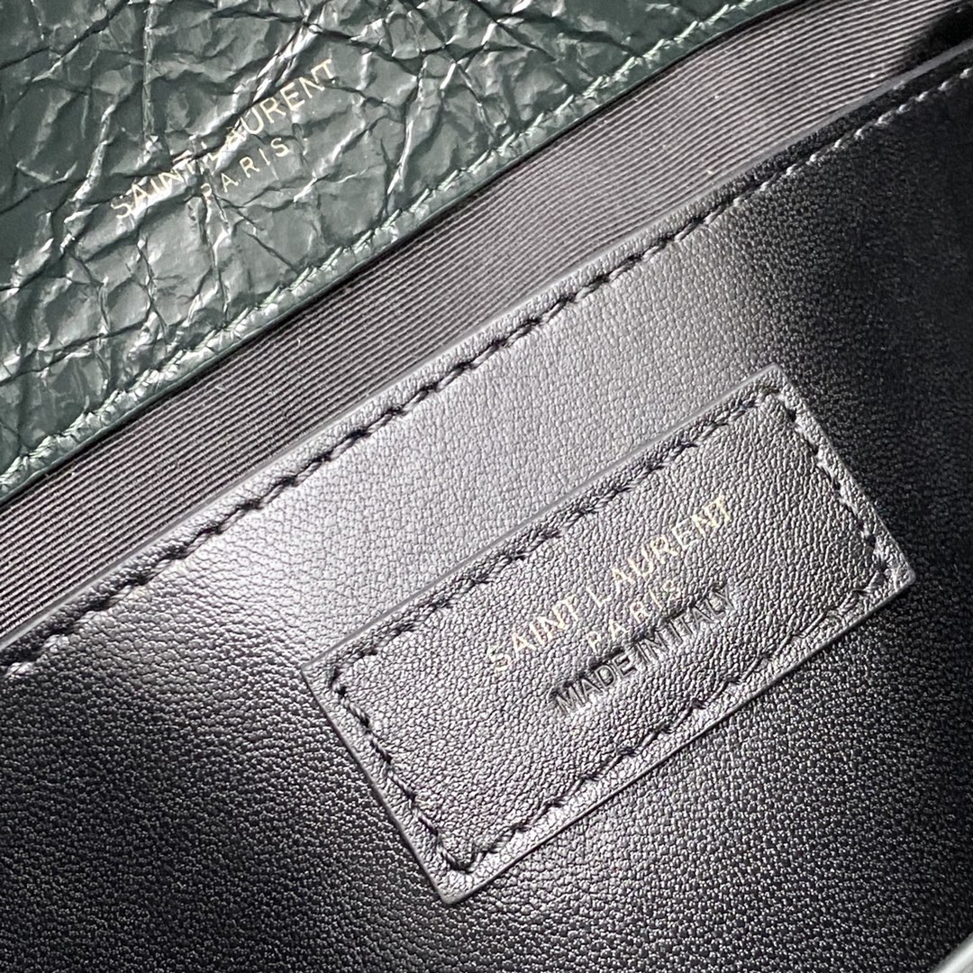 Saint Laurent 22cm油腊墨绿/古银 NIKI～22cm 爆裂纹 超多明星 同款