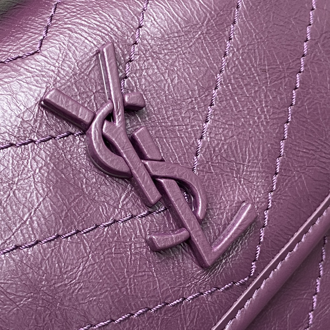 Saint Laurent 22cm油腊紫色/古银 NIKI～22cm 爆裂纹 超多明星 同款