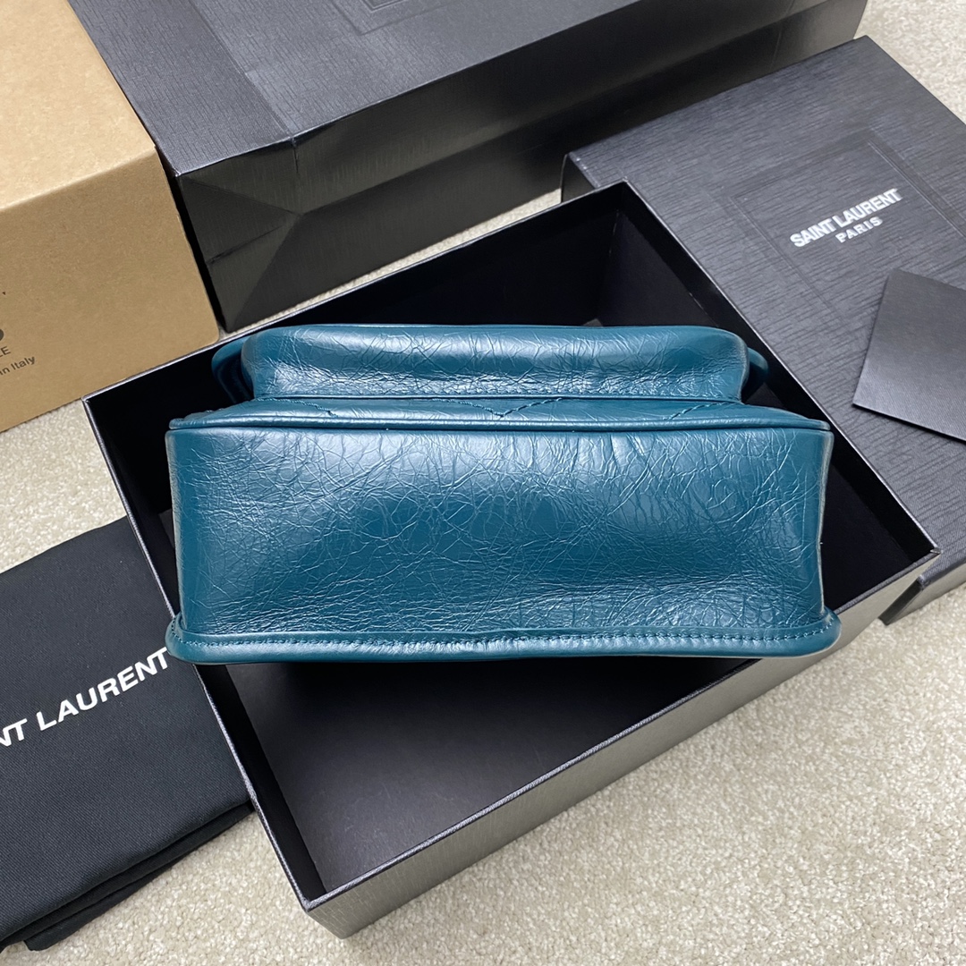 Saint Laurent 22cm油腊松石绿/古银 NIKI～22cm 爆裂纹 超多明星 同款