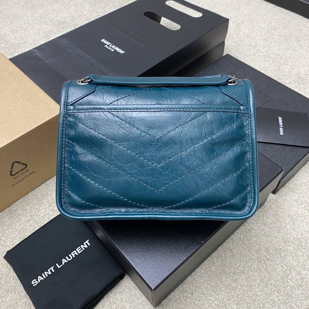 Saint Laurent 22cm油腊松石绿/古银 NIKI～22cm 爆裂纹 超多明星 同款
