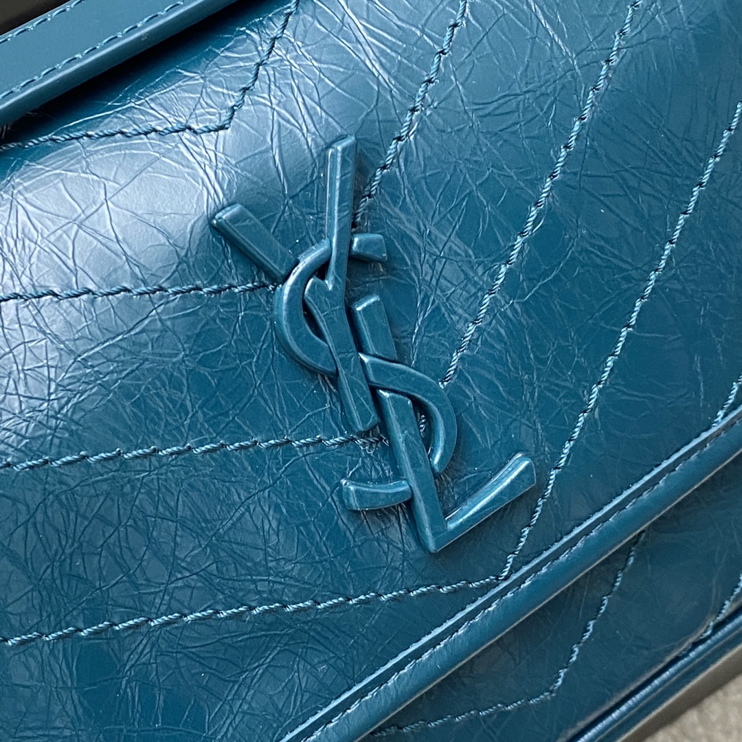 Saint Laurent 22cm油腊松石绿/古银 NIKI～22cm 爆裂纹 超多明星 同款
