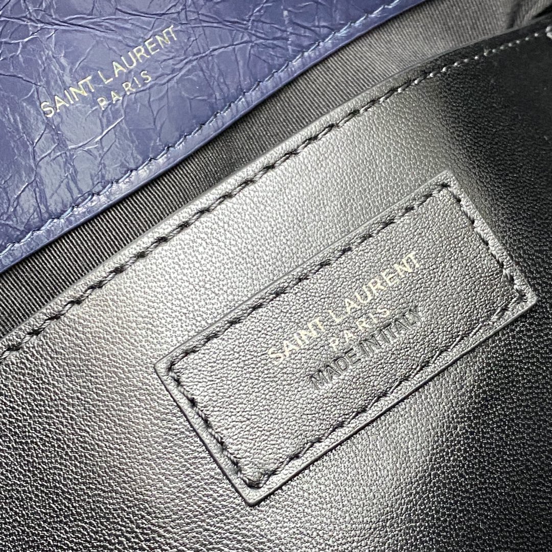 Saint Laurent 22cm油腊宝蓝/古银 NIKI～22cm 爆裂纹 超多明星 同款
