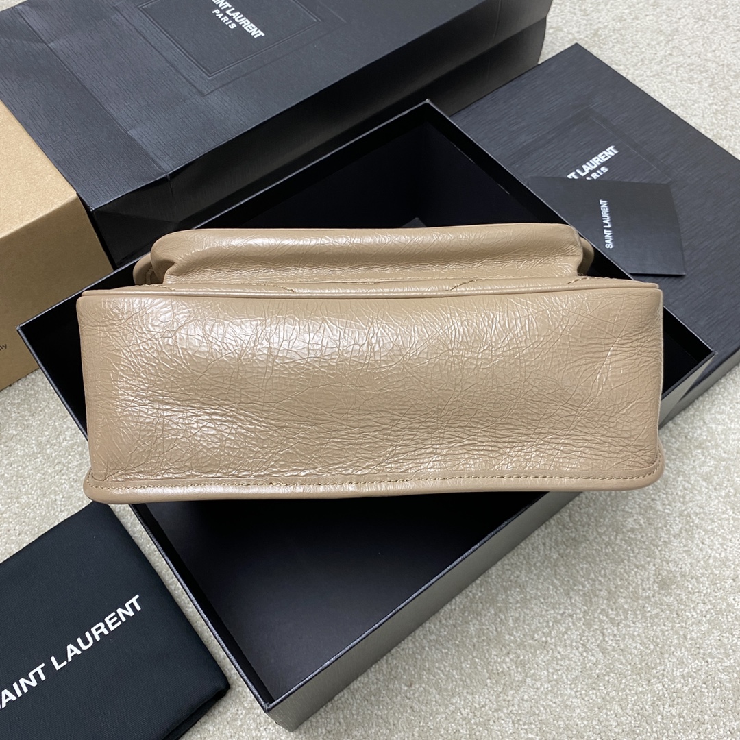 Saint Laurent 28cm油腊杏色/古银 NIKI 爆裂纹 超多明星 同款