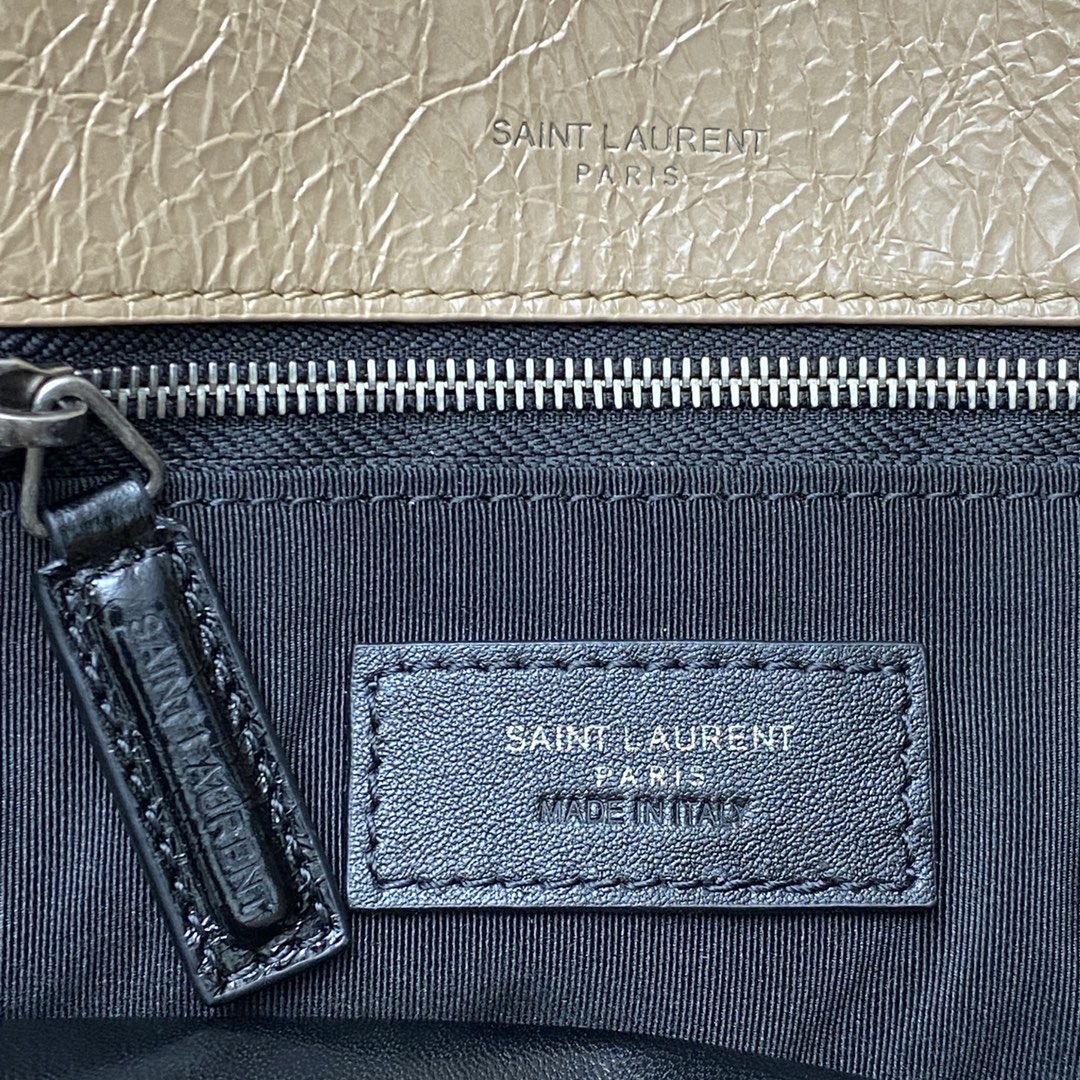 Saint Laurent 28cm油腊杏色/古银 NIKI 爆裂纹 超多明星 同款
