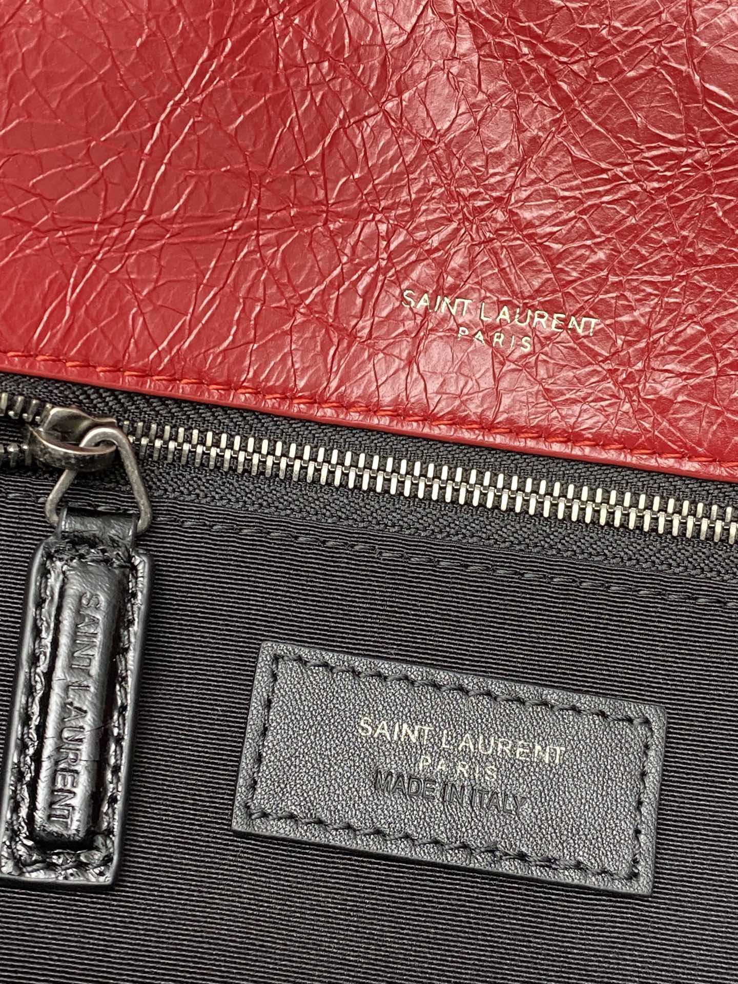 Saint Laurent 28cm油腊红皮/古银 NIKI 爆裂纹 超多明星 同款