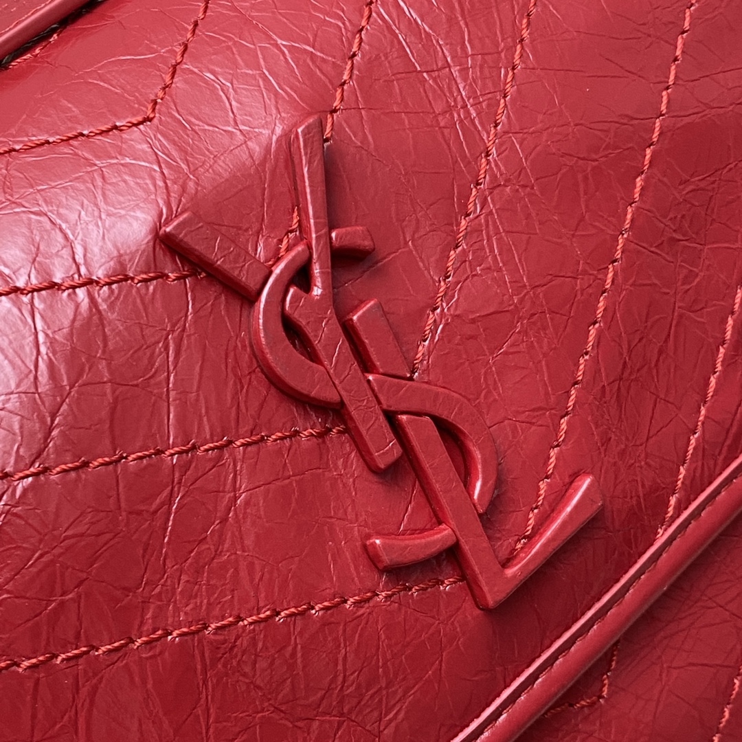 Saint Laurent 28cm油腊红皮/古银 NIKI 爆裂纹 超多明星 同款