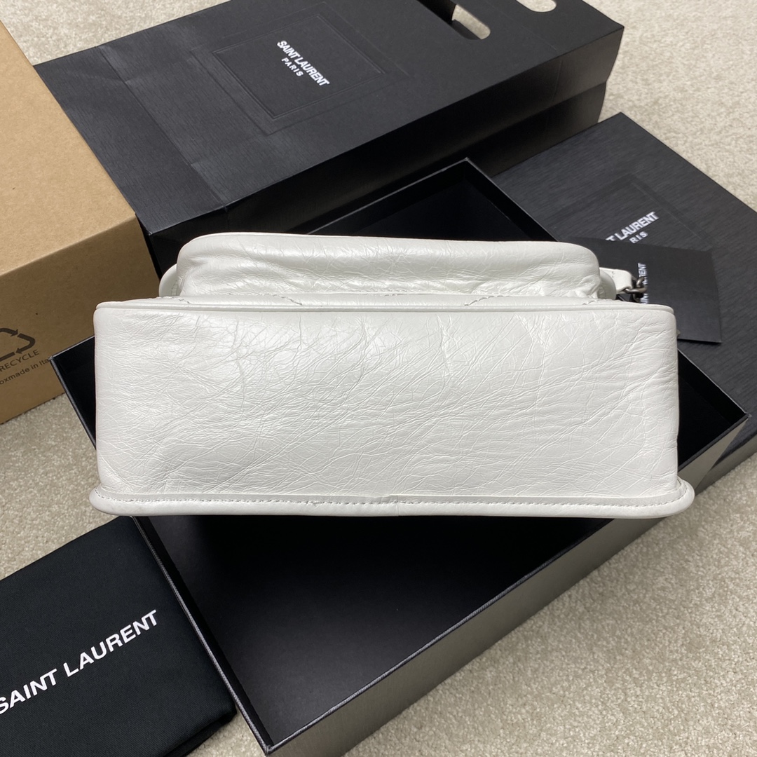 Saint Laurent 28cm油腊纯白/古银 NIKI 爆裂纹 超多明星 同款