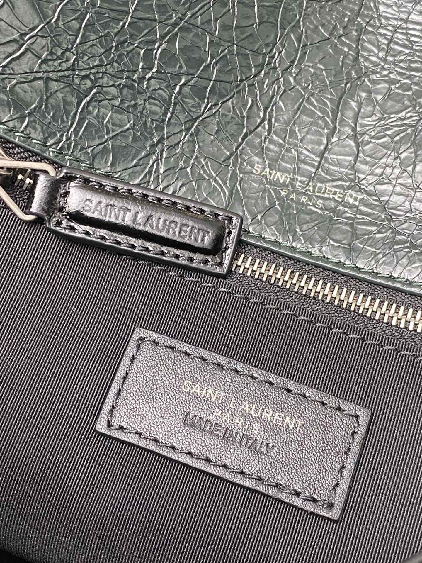 Saint Laurent 28cm油腊墨绿皮/古银 NIKI 爆裂纹 超多明星 同款