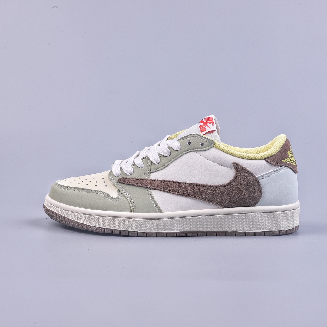 190 外贸 Fragment x TS x Air Jordan 1 Low 白绿倒钩低帮 DM7866-603