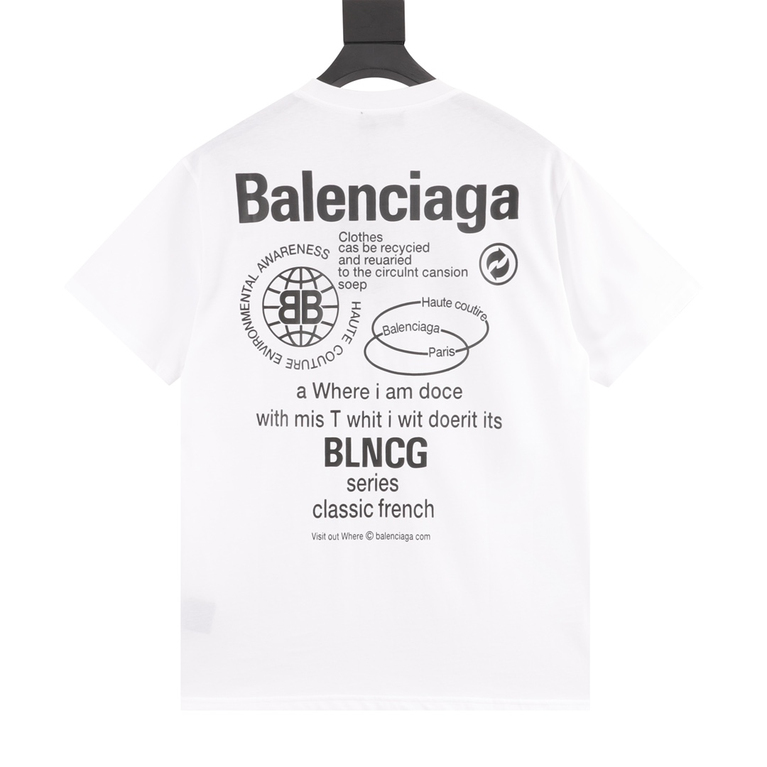 160 Balenciaga/巴黎世家 背后字母印花圆领T恤