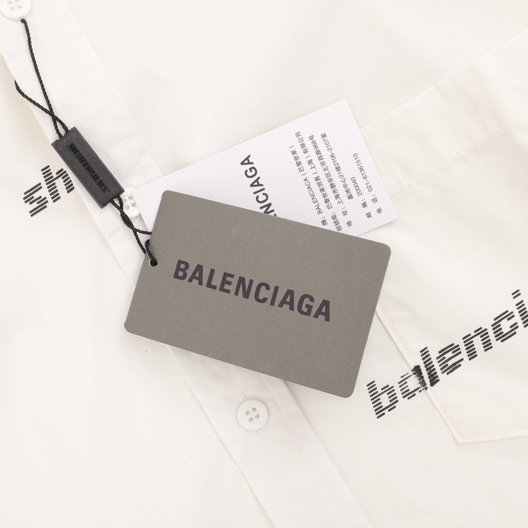 220 Balenciaga/巴黎世家 弹幕印花短袖衬衫