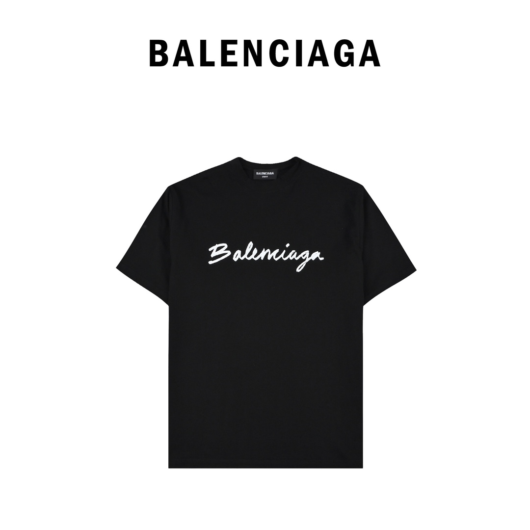 Balenciaga巴黎世家/22FW签名草写字母短袖