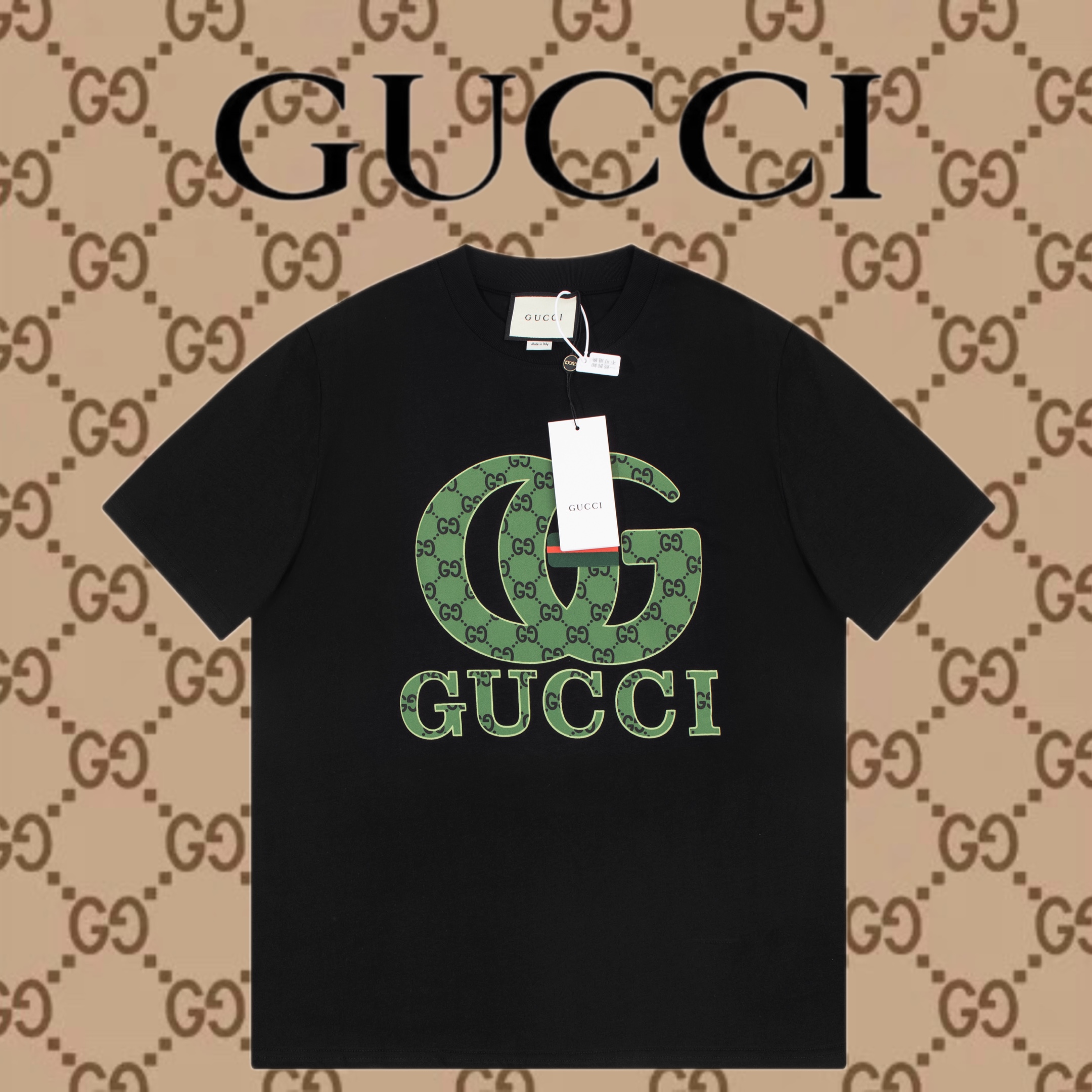 Gucci Abbigliamento T-Shirt Colore albicocca Nero Cotone Collezione Primavera/Estate Maniche corte