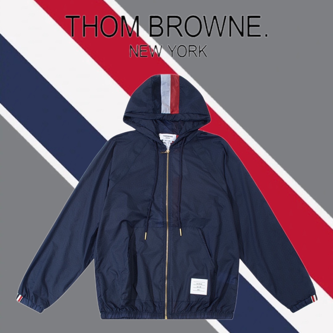 Replica del designer di negozi
 Thom Browne Giacca & Soprabito Abbigliamento per la Protezione Solare Marrone Viola Collezione Primavera/Estate Top con cappuccio