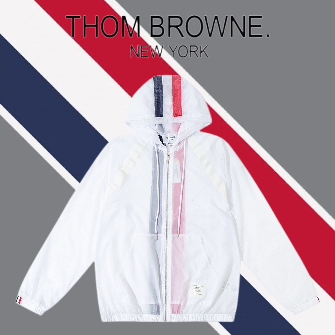 Thom Browne Negozio
 Giacca & Soprabito Abbigliamento per la Protezione Solare Marrone Viola Collezione Primavera/Estate Top con cappuccio