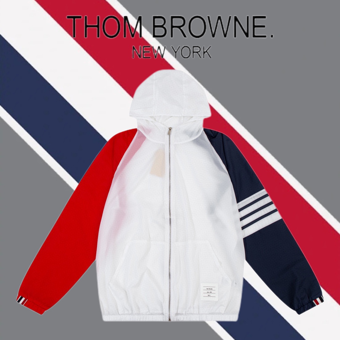 Thom Browne Giacca & Soprabito Abbigliamento per la Protezione Solare Marrone Viola Collezione Primavera/Estate Top con cappuccio