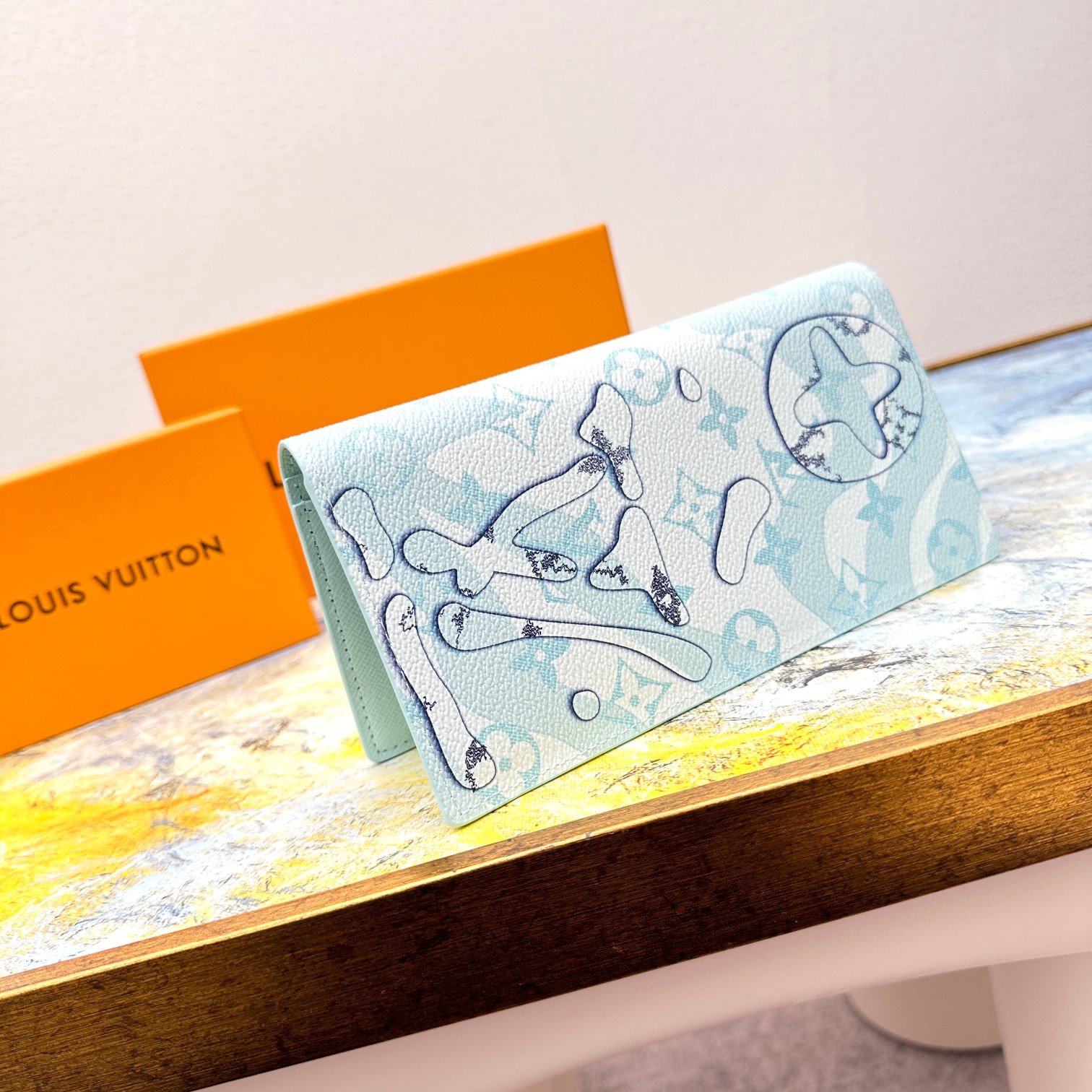 Open view of a handcrafted leather bifold wallet