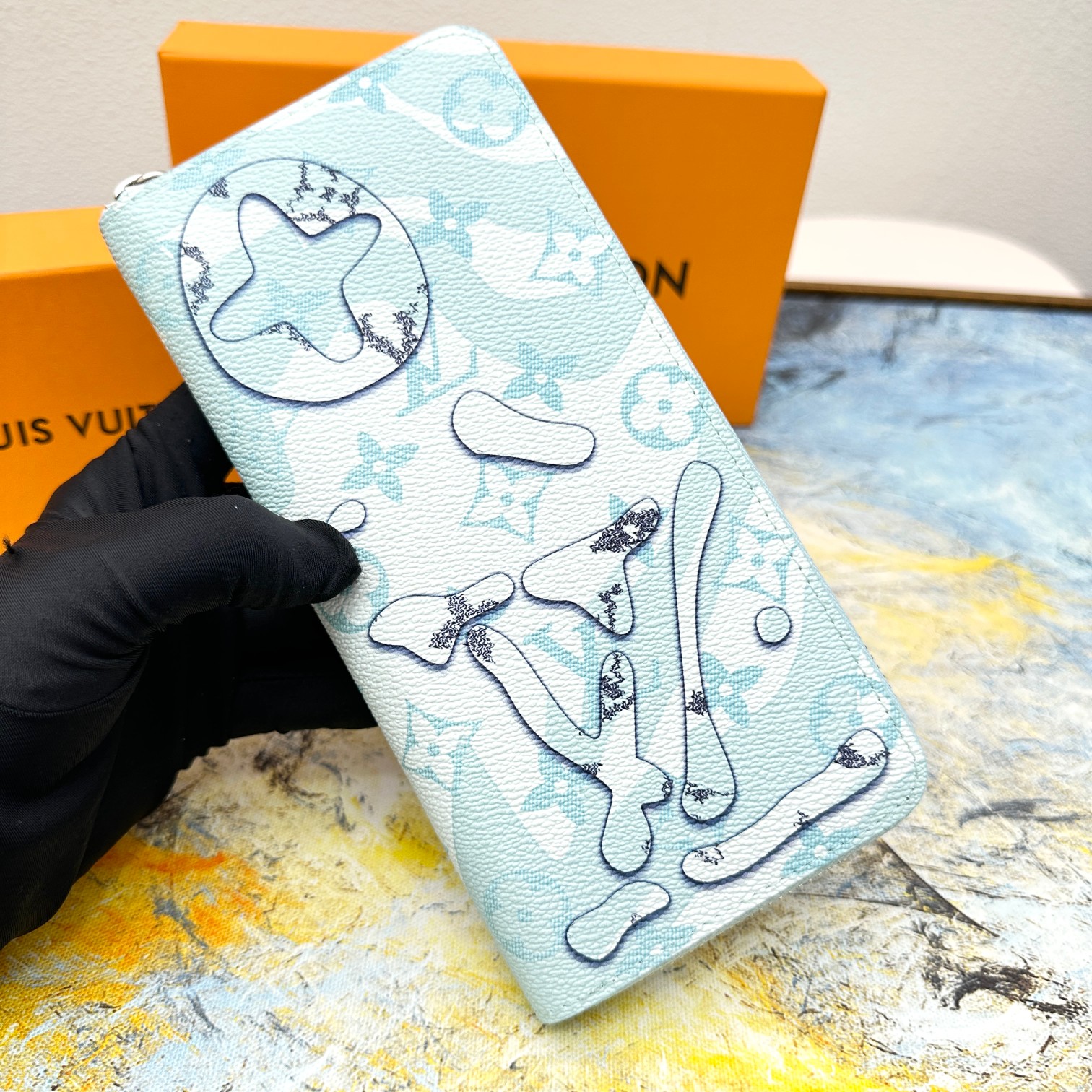 Close-up of leather texture and grain on luxury wallet