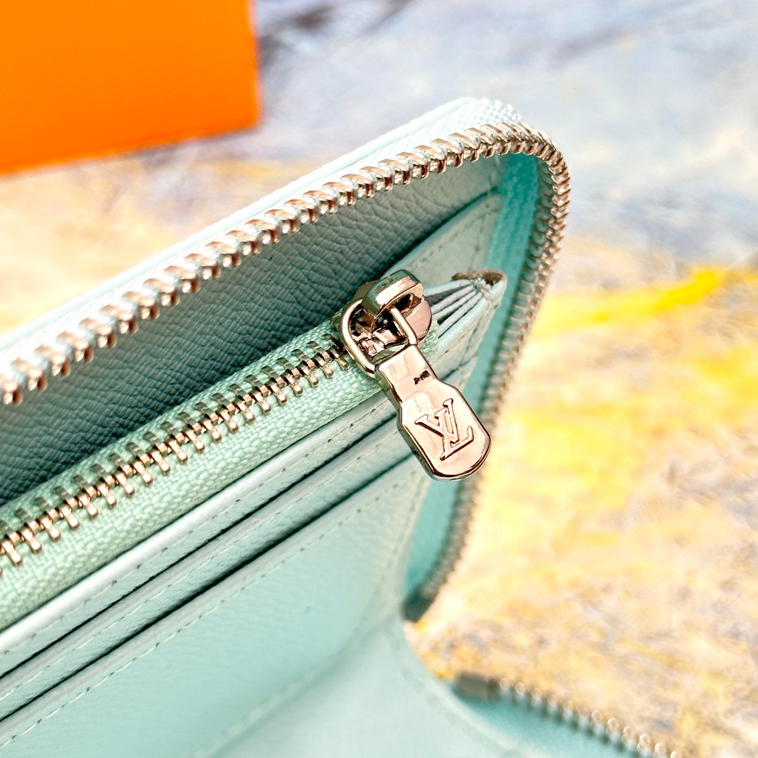 Lifestyle shot of leather wallet in use