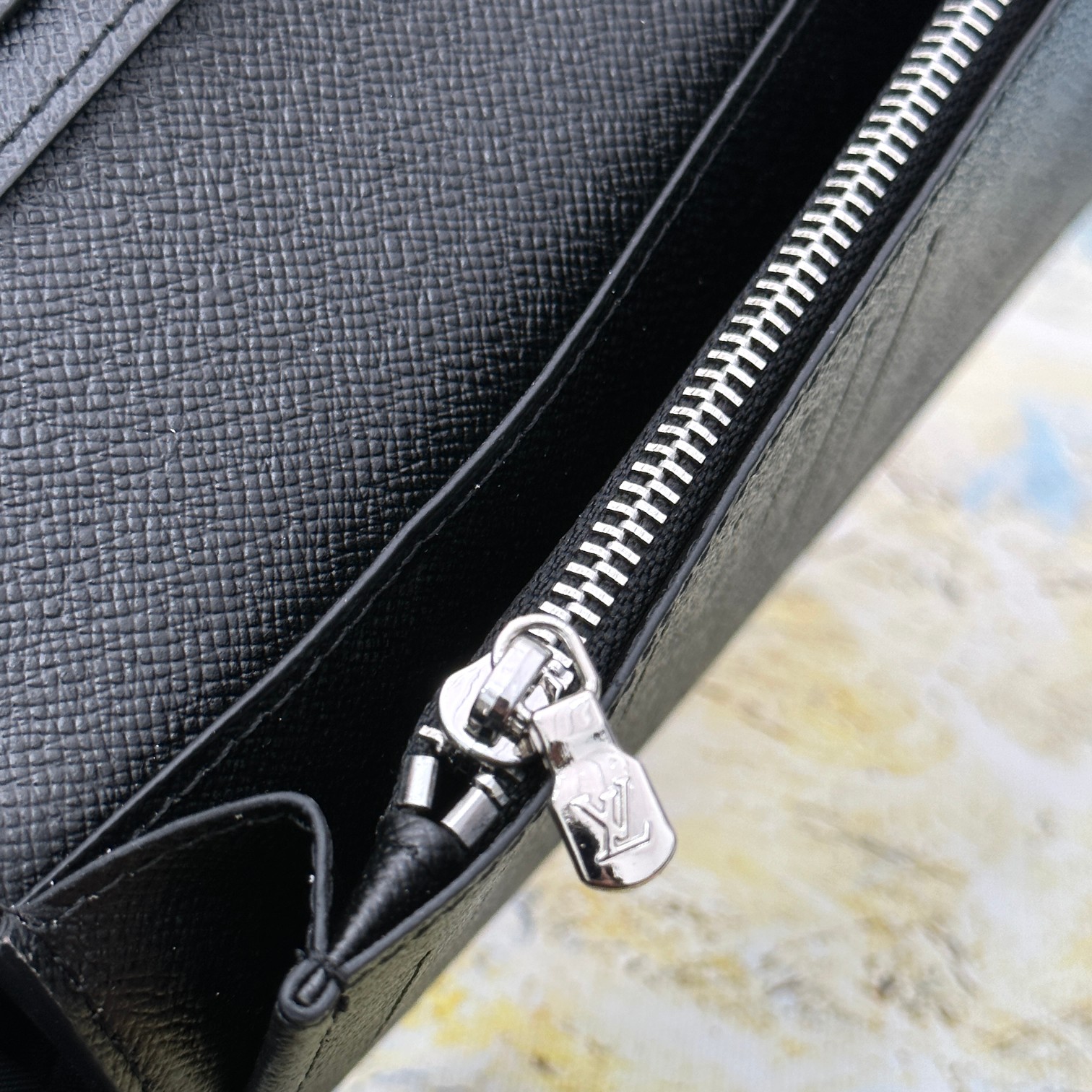 Interior card slots on a leather bifold wallet