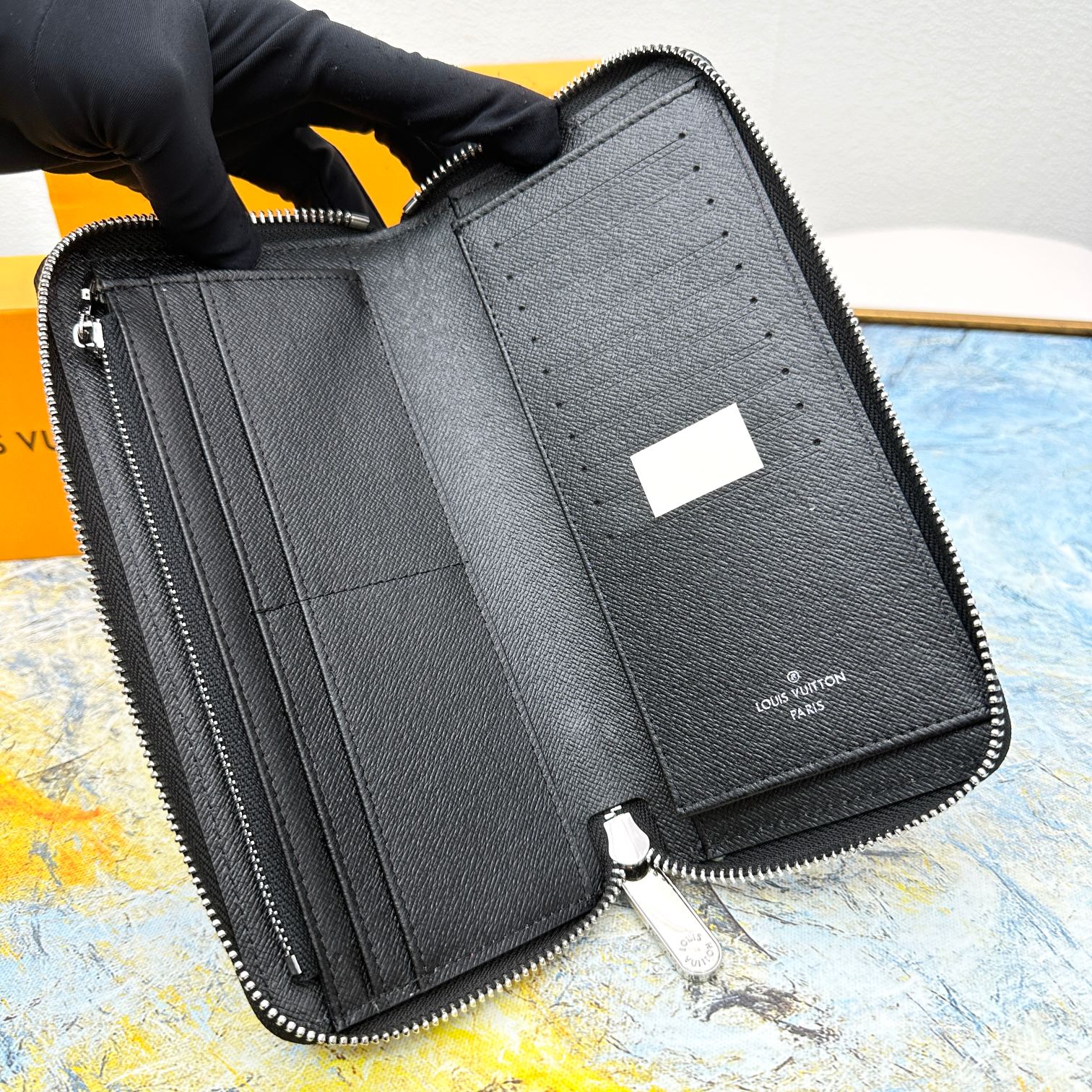 Various colors and finishes of the leather wallet