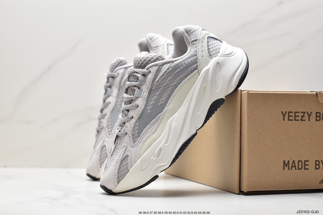 Kanye West x Adidas Yeezy 700 Runner V1 ”Inertia” Popcorn Midsole Increased Grandpa Style Versatile Casual Sports Retro Jogging Shoes ”Inertia Gray Pink” EG7597