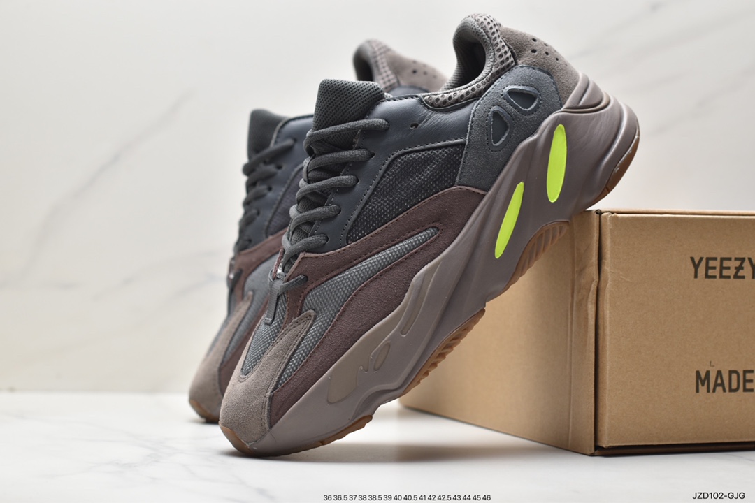 Kanye West x Adidas Yeezy 700 Runner V1 ”Inertia” Popcorn Midsole Increased Grandpa Style Versatile Casual Sports Retro Jogging Shoes ”Inertia Gray Pink” EG7597