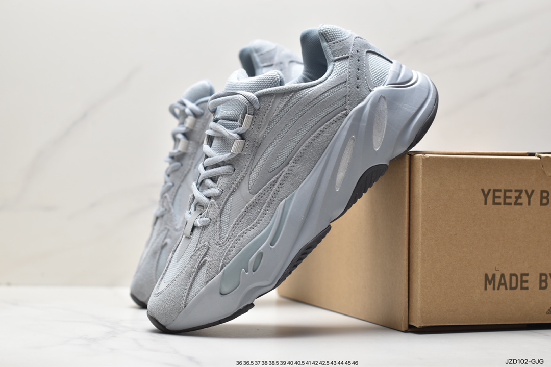 Kanye West x Adidas Yeezy 700 Runner V1 ”Inertia” Popcorn Midsole Increased Grandpa Style Versatile Casual Sports Retro Jogging Shoes ”Inertia Gray Pink” EG7597