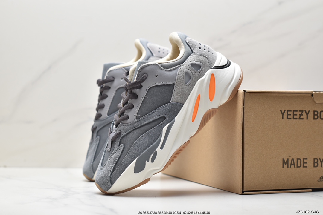 Kanye West x Adidas Yeezy 700 Runner V1 ”Inertia” Popcorn Midsole Increased Grandpa Style Versatile Casual Sports Retro Jogging Shoes ”Inertia Gray Pink” EG7597