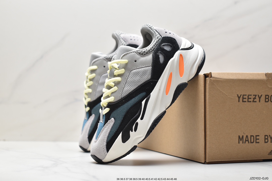 Kanye West x Adidas Yeezy 700 Runner V1 ”Inertia” Popcorn Midsole Increased Grandpa Style Versatile Casual Sports Retro Jogging Shoes ”Inertia Gray Pink” EG7597