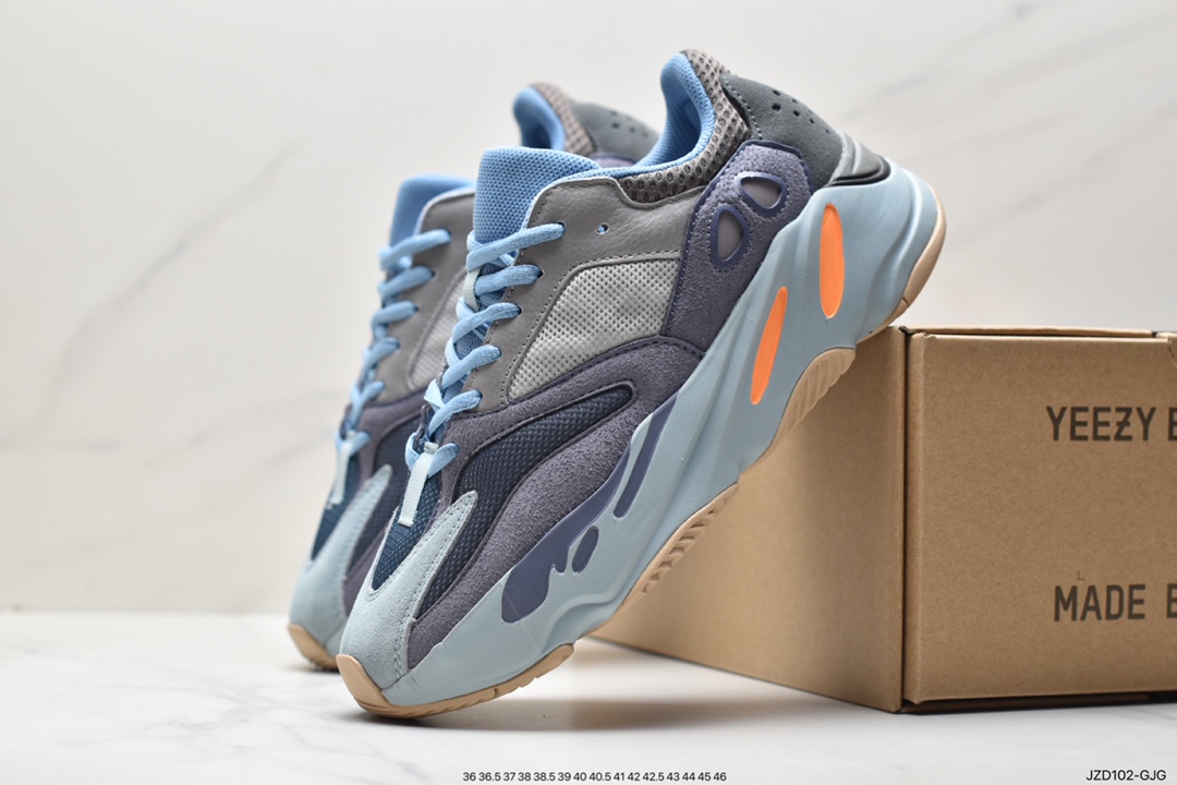 Kanye West x Adidas Yeezy 700 Runner V1 ”Inertia” Popcorn Midsole Increased Grandpa Style Versatile Casual Sports Retro Jogging Shoes ”Inertia Gray Pink” EG7597