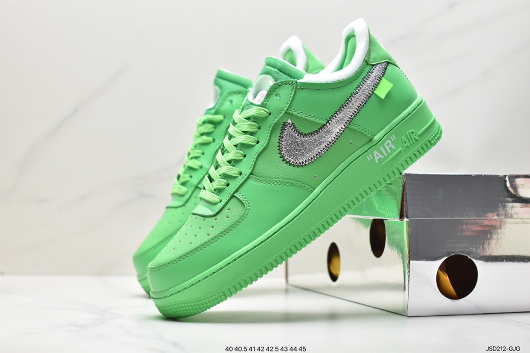 板鞋, Off-White x Nike Air Force 1Low“Green", OFF-WHITE x, Off-White, Nike Air Force 1, Nike Air, DX1419-300, Air Force 1 - 耐克 Off-White x Nike Air Force 1Low“Green" 经典潮流 防滑减震 低帮 休闲板鞋 绿色艺术馆 DX1419-300