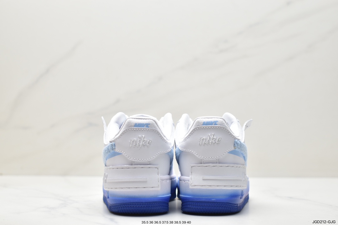 Nike Air Force 1 Low Fur-Lined Shadow, FJ4567-100 - 耐克 Nike Air Force 1 Low Fur-Lined Shadow 防滑耐磨 低帮 休闲运动板鞋 女款 白蓝 FJ4567-100