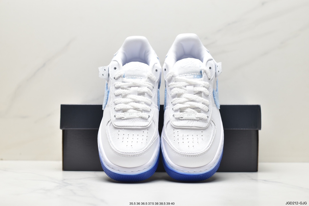 Nike Air Force 1 Low Fur-Lined Shadow, FJ4567-100 - 耐克 Nike Air Force 1 Low Fur-Lined Shadow 防滑耐磨 低帮 休闲运动板鞋 女款 白蓝 FJ4567-100