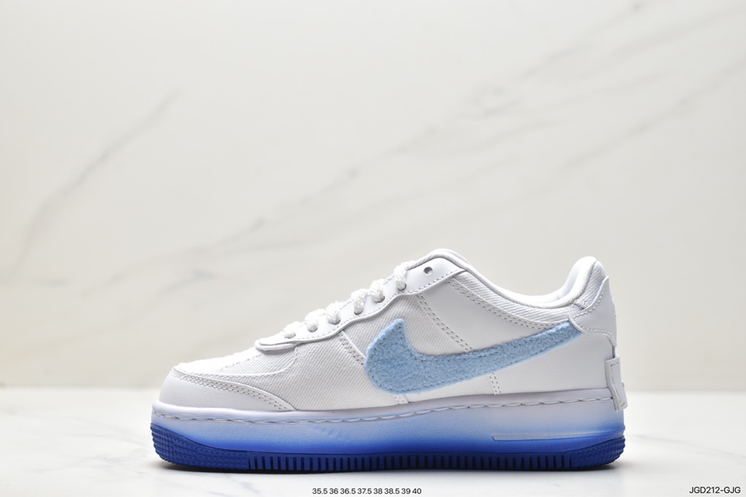 Nike Air Force 1 Low Fur-Lined Shadow, FJ4567-100 - 耐克 Nike Air Force 1 Low Fur-Lined Shadow 防滑耐磨 低帮 休闲运动板鞋 女款 白蓝 FJ4567-100