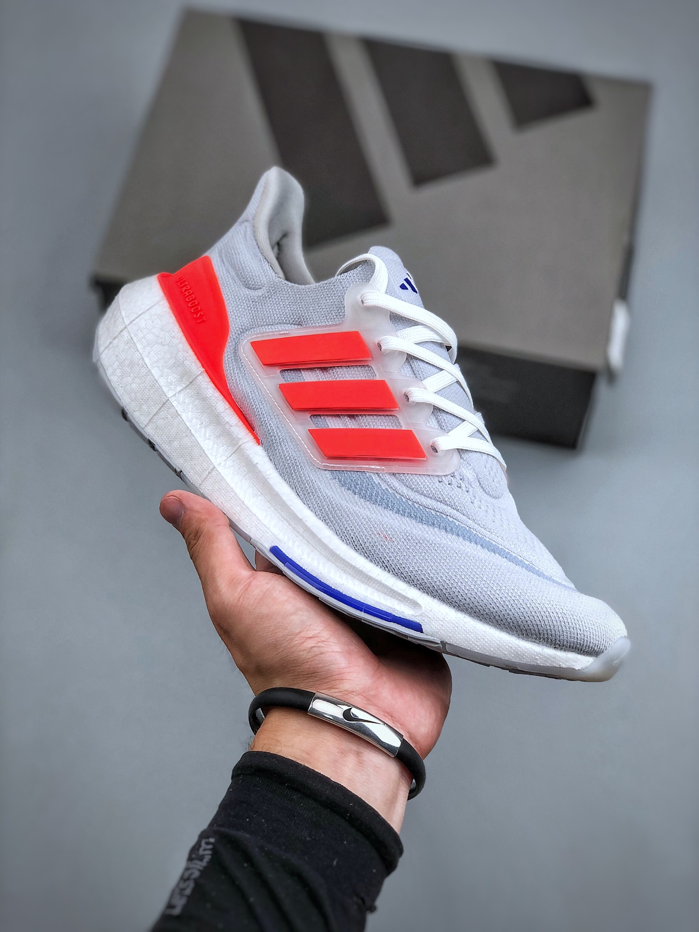 跑鞋, HQ6338, Adidas Ultraboost Light - 阿迪达斯 Adidas Ultraboost Light 减震防滑 低帮 休闲运动跑鞋 男款 灰橙色 HQ6338