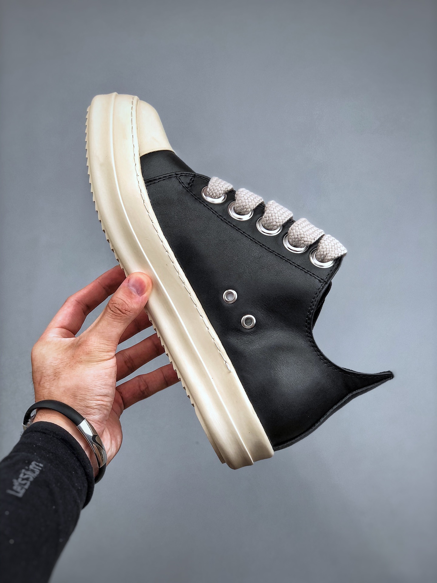RICK OWENS DRKSHDW thick lace canvas high-top shoes for men double thread ro satin
